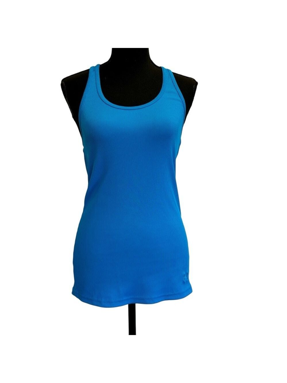 Under Armour blue ribbed racerback tank top stretchy athletic fitness gym yoga